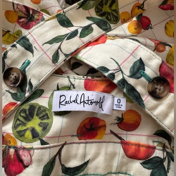 Rachel Antonoff Clem Pinafore Jumpsuit - Family Heirloom Tomato Print Size: 0 - Picture 10 of 12